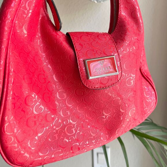 GUESS Y2K Red PVC Branded Hobo Bag - Picture 3 of 9